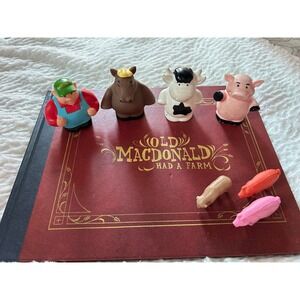 Ertl farmer and farm animals with old Macdonald book and misc pig lot
